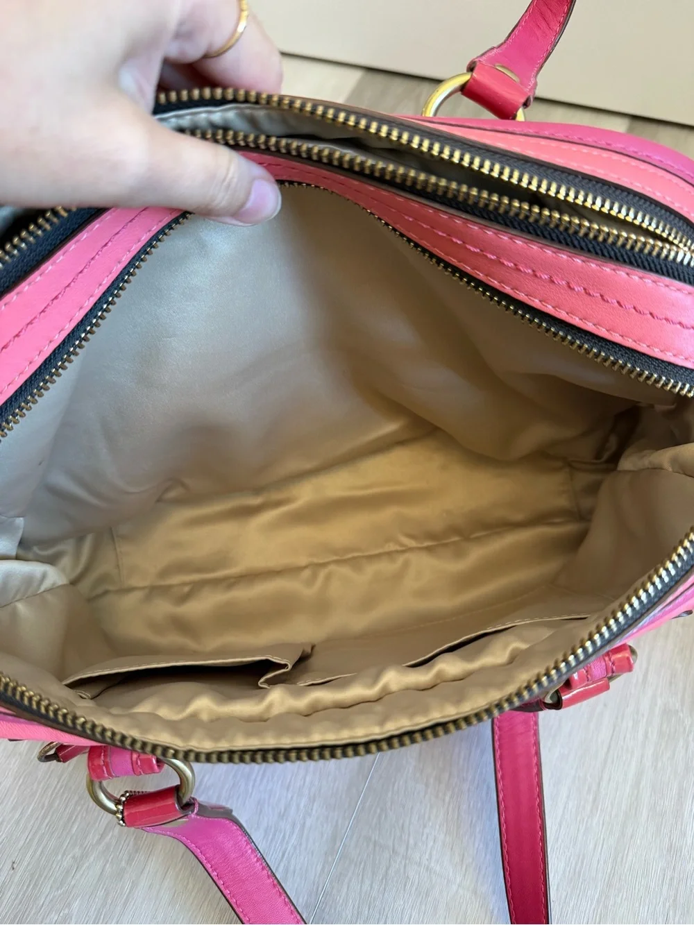 Coach Coral Pink Leather Shoulder Bag